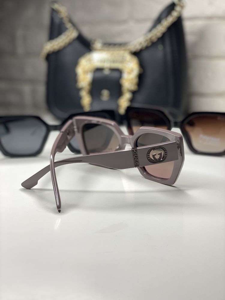 Женские очки GUCCI Polarized черные с поляризацией кошачий глаз коричн