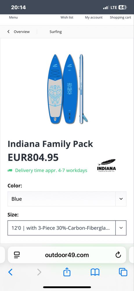 Indiana SUP 12.0“ Familiback como novo