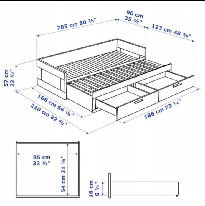 Ikea Brimnes łóżko z materacem i szufladami