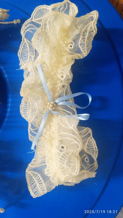 Conjunto luvas, toucado e liga de noiva