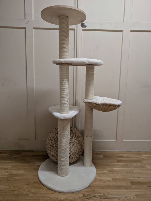 Laguna Drapak dla Kota Kremowy 83x74x160cm WYSOKI DUŻY WIKLINOWY UŻYWA