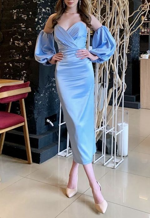 вечірня корсетна сукня, ідеально підкреслює фігуру, xs-s, блакитна