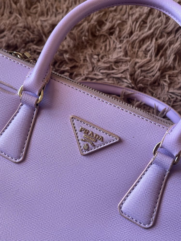 Оригінал! Prada Saffiano Double Zip Purple Learher Bag