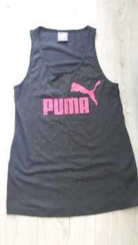 Koszulka jak nowa Puma ciemnoszara z amarantowym napisem, r. S