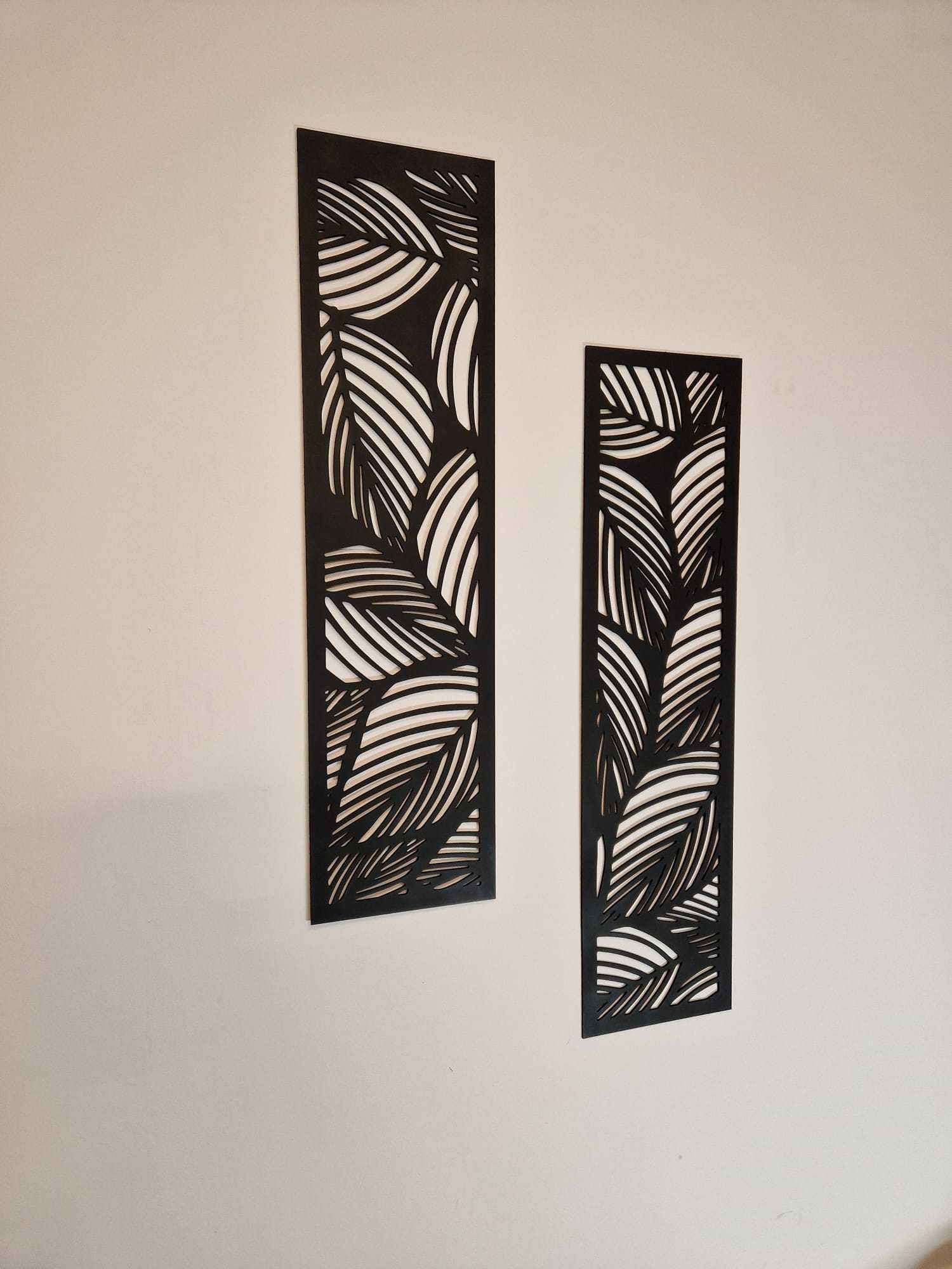 Dekoracyjny panel Liście panel ażurowy 80cm x 20cm czarny obraz