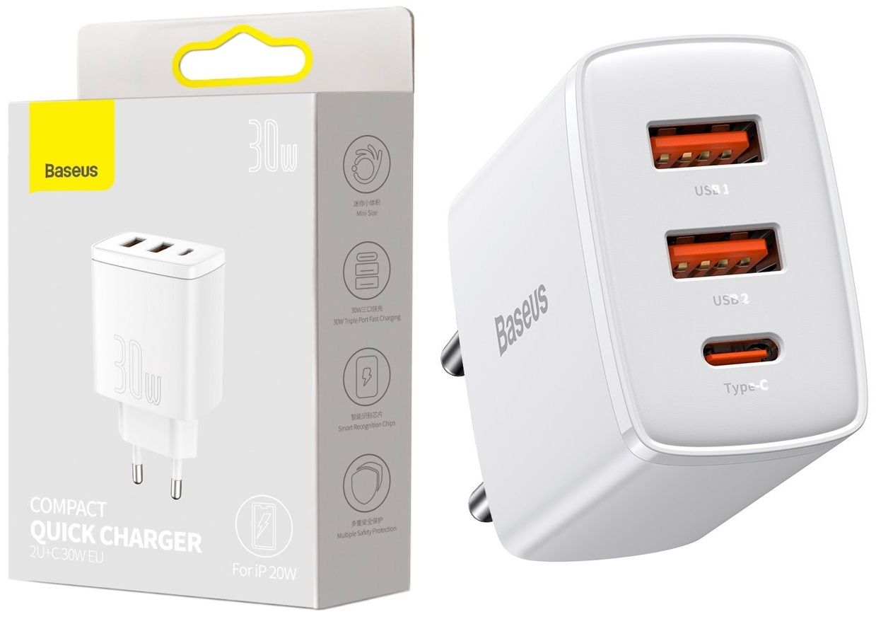 Baseus Ładowarka Sieciowa 2X Usb I C Do Qc 3.0 30W
