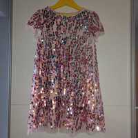 H&M piękna sukienka cekiny 128/134