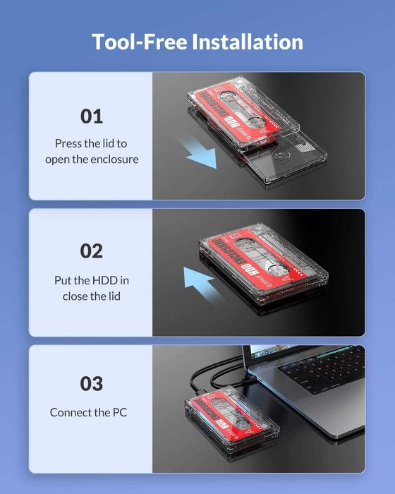 USB External Case K7 Nostalgic Cassette 2.5 HDD/SSD SATA up to 6 TB NEW64586204269570124