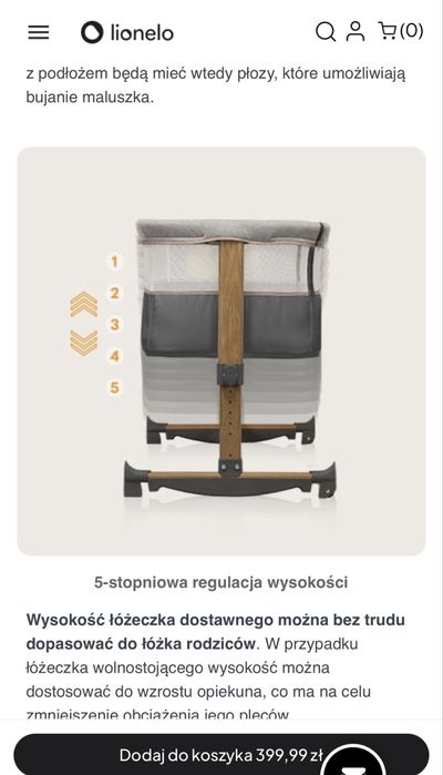 Łóżeczko lionelo leonie - dostawka