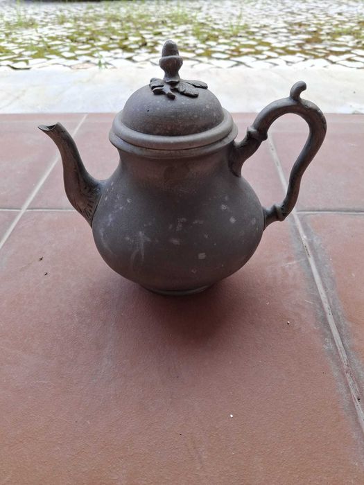 bule de chá antigo de estanho inglês