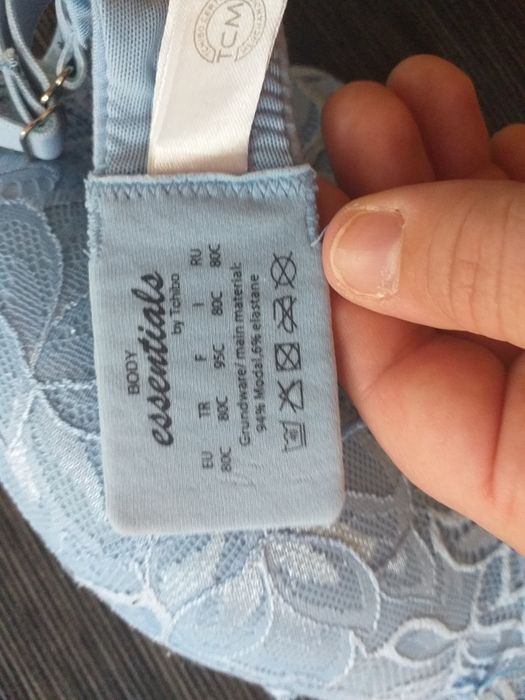 Miękki biustonosz 80C błękitny koronkowy