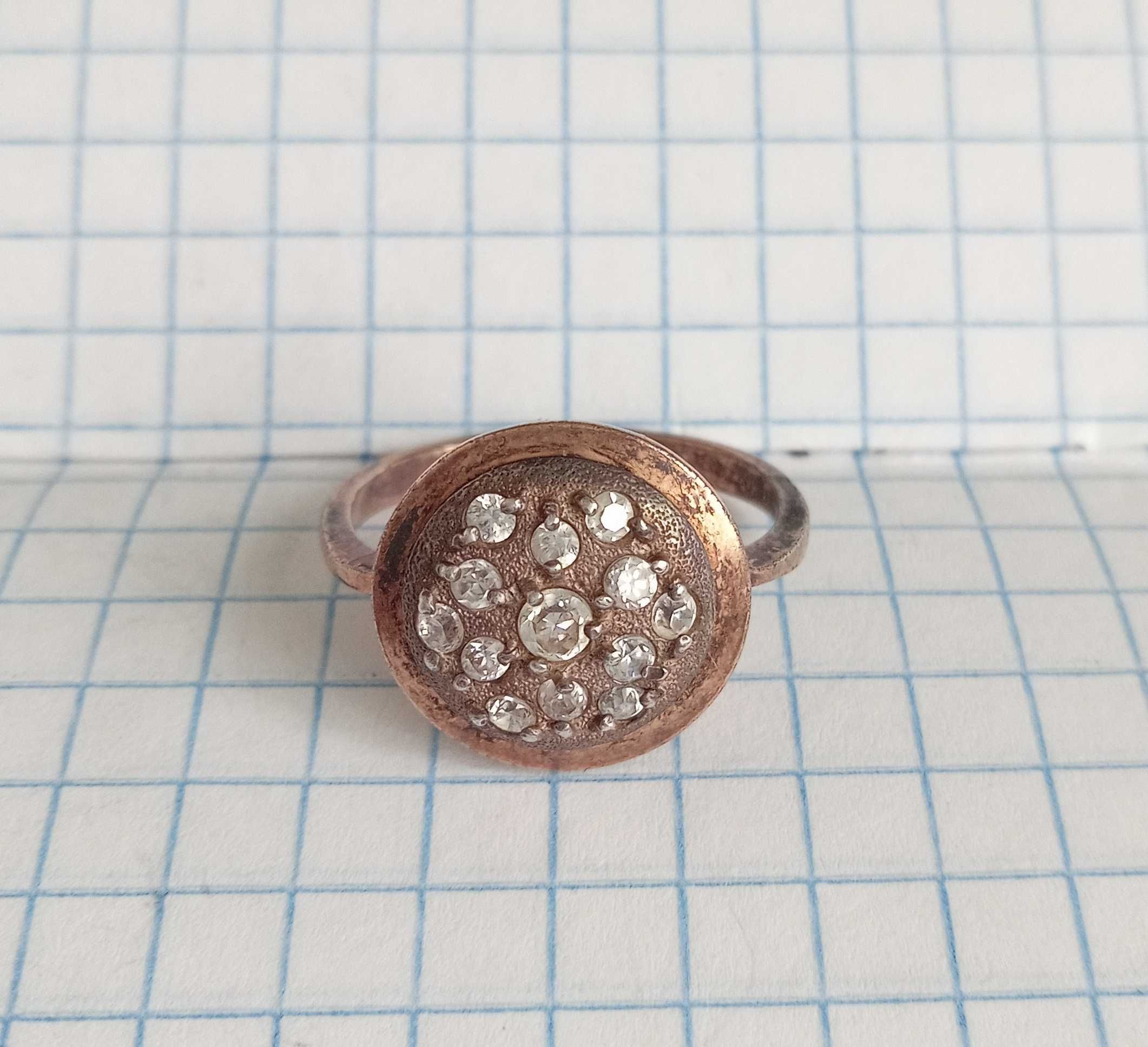 Перстень кольцо с камнями, серебро позолота 925 Винтаж