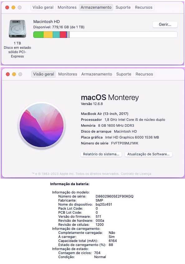 MacBook Air (13 polegadas, 2017) Modelo A1466