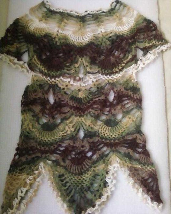 Ажурна накидка, пончо, шерсть, ручна робота