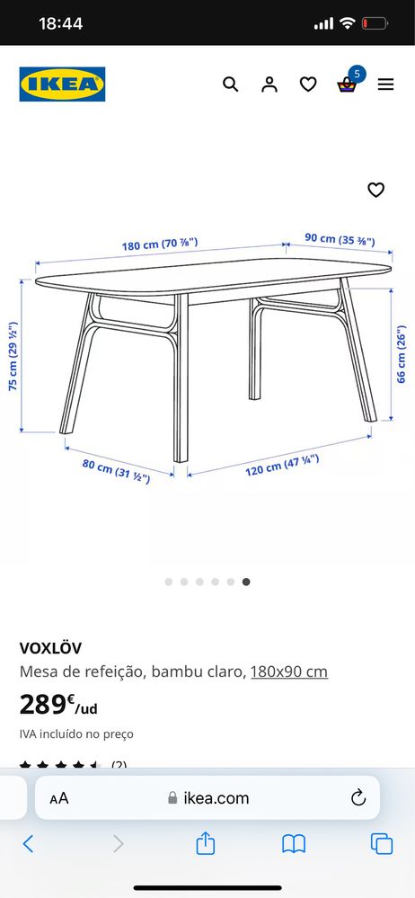 Mesa de jantar VOXLOV IKEA