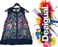 Desigual cudny wzorzysty top bluzka koszulka boho bez rekawiw 38 M