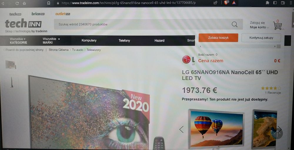 Telewizor 65" LG 65NANO916NA 4k 120Hz tylko z TRANSPORTEM prosze CZYTA