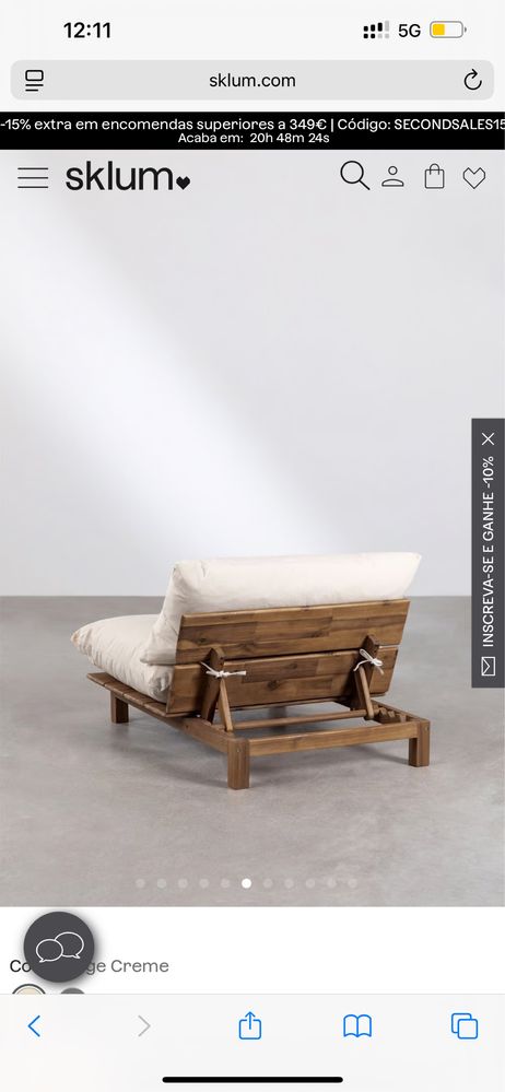 Sofá SKLUm 3 lugares c/ chaise longe + mesa