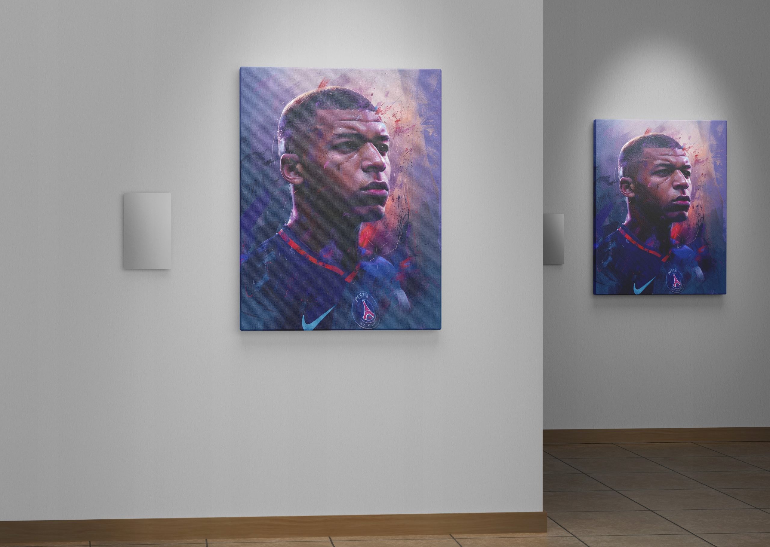 Nowoczesny Portret Kylian Mbappé na Płótnie 60x80 cm - Idealny Prezent