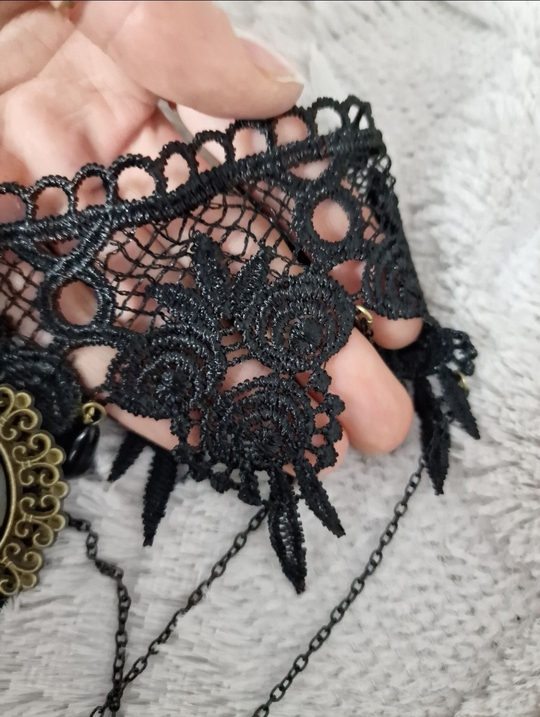 Czarna koronkowa kolia gotycka gothic alternative choker naszyjnik