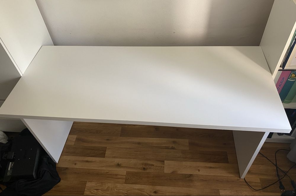 Solidne grube Biurko IKEA - białe 160 cm x 65 cm x 80 cm, grubość 3,3
