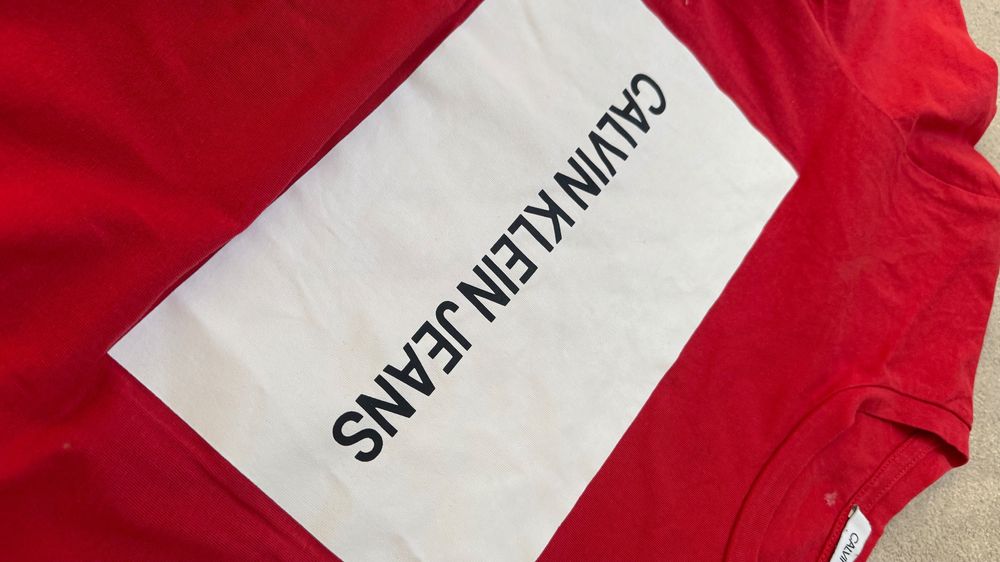 Calvin Klein jeans koszulka T-shirt red czerwona S