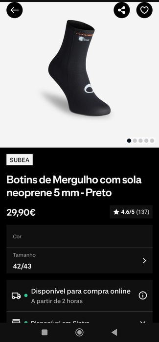 Botins de mergulho com sola neoprene 5mm
