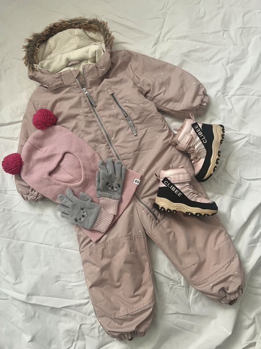 Зимовий комбінезон пудровий h&m 92 розмір