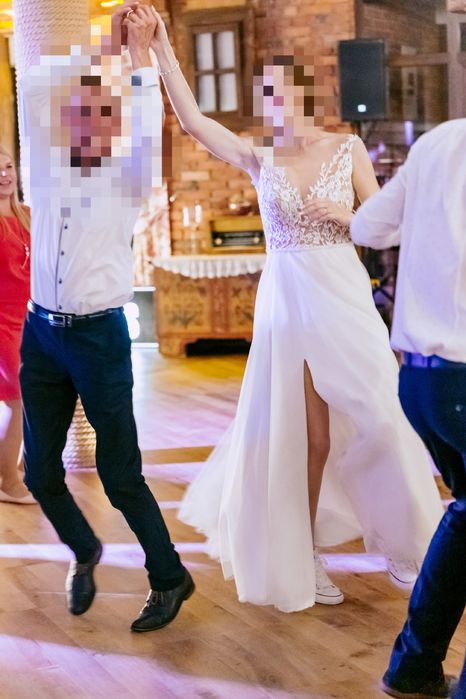 Suknia ślubna 36 38 boho rustykalny etola welon ecru