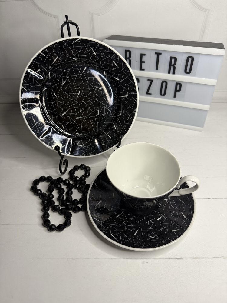 Trio śniadaniowe sygnowane Wawel Walbrzych Retro Vintage PRL