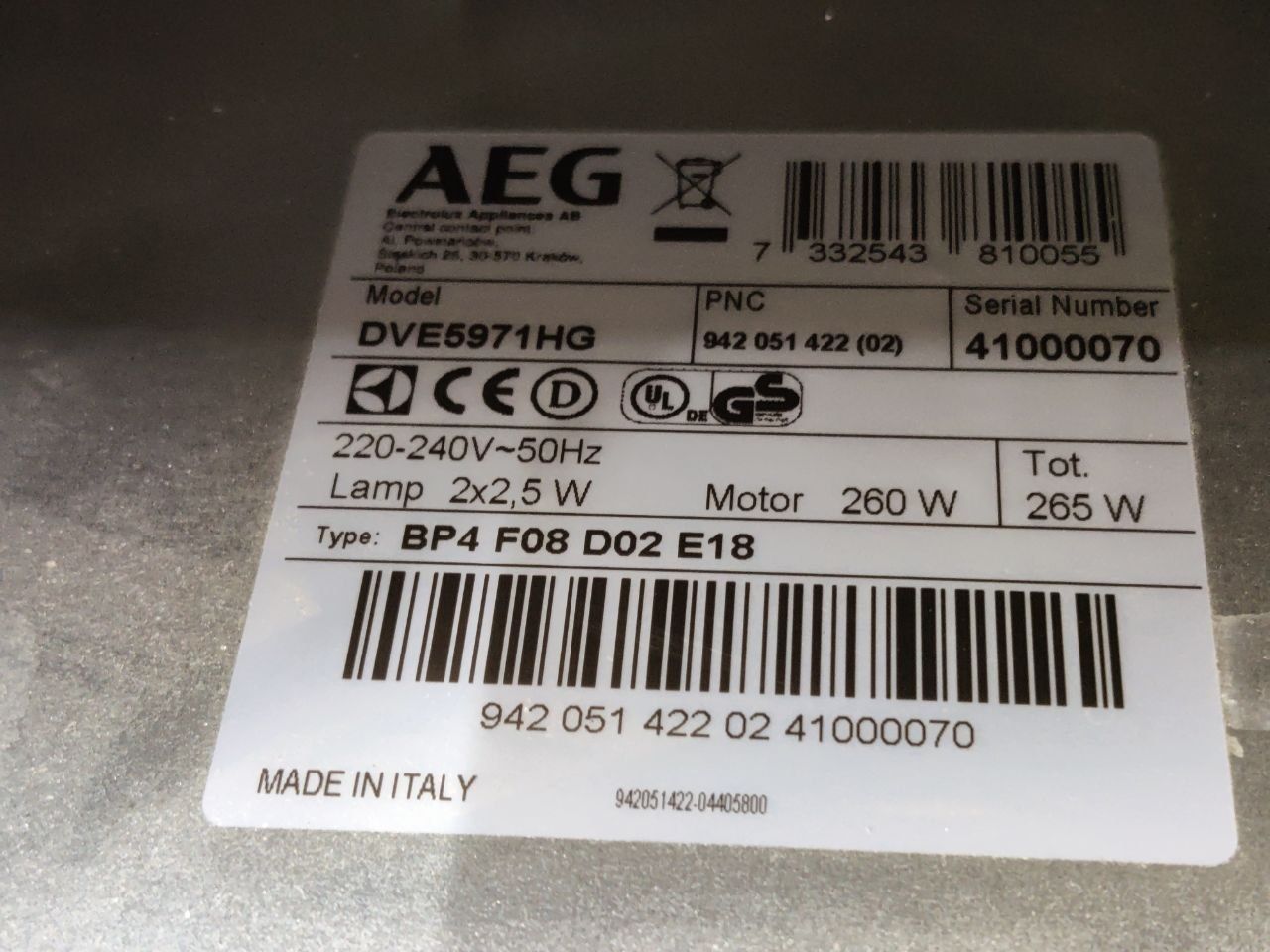 Потужна витяжка AEG DVE5971HG. Чорне скло! 90 см. Made in Italy.