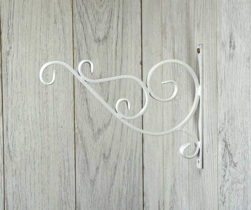 Wieszak Hak Uchwyt metalowy kuty na doniczkę - Biały Antyczny (W06)