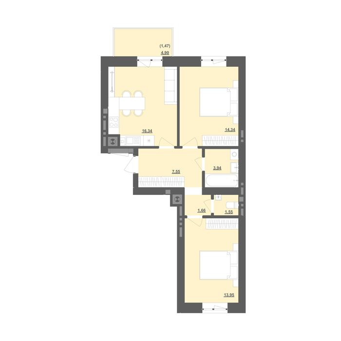 Продаж(Єоселя) 2-кімнатної квартири 60 м2 Пустомити (9км.від Львова)