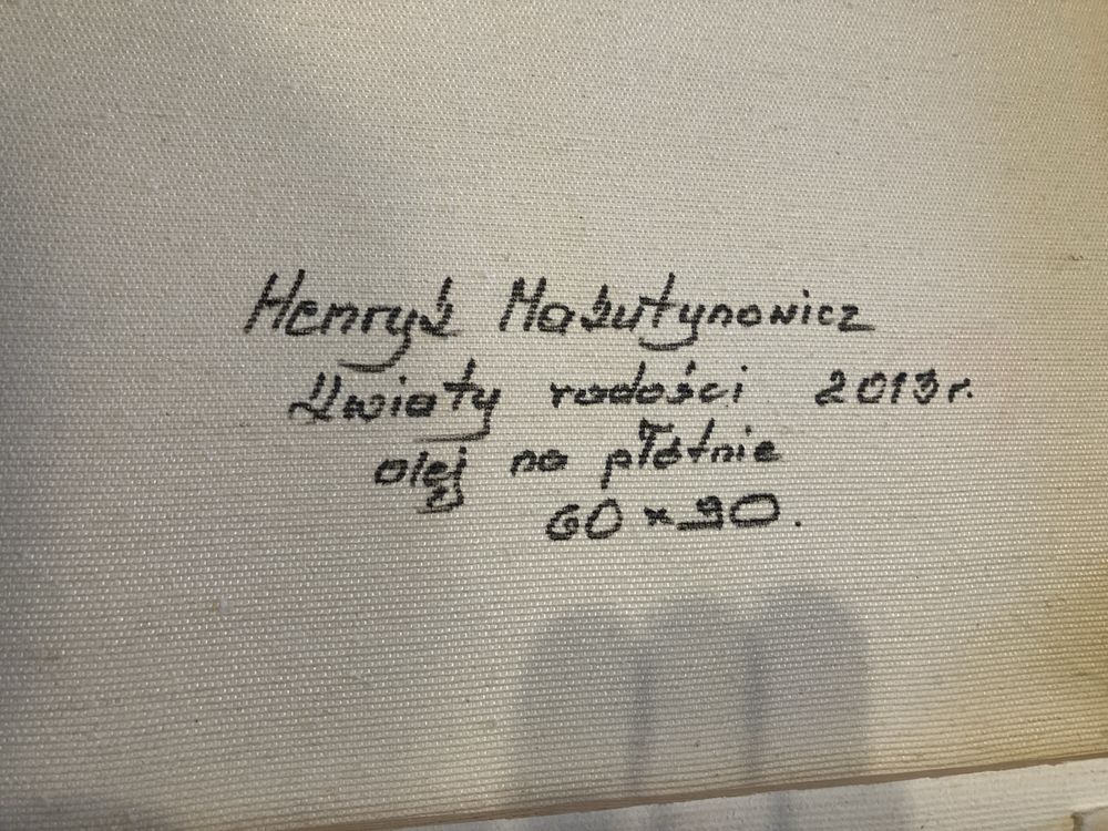 Obraz olej na płótnie 60x90 kwiaty, drewniana rama