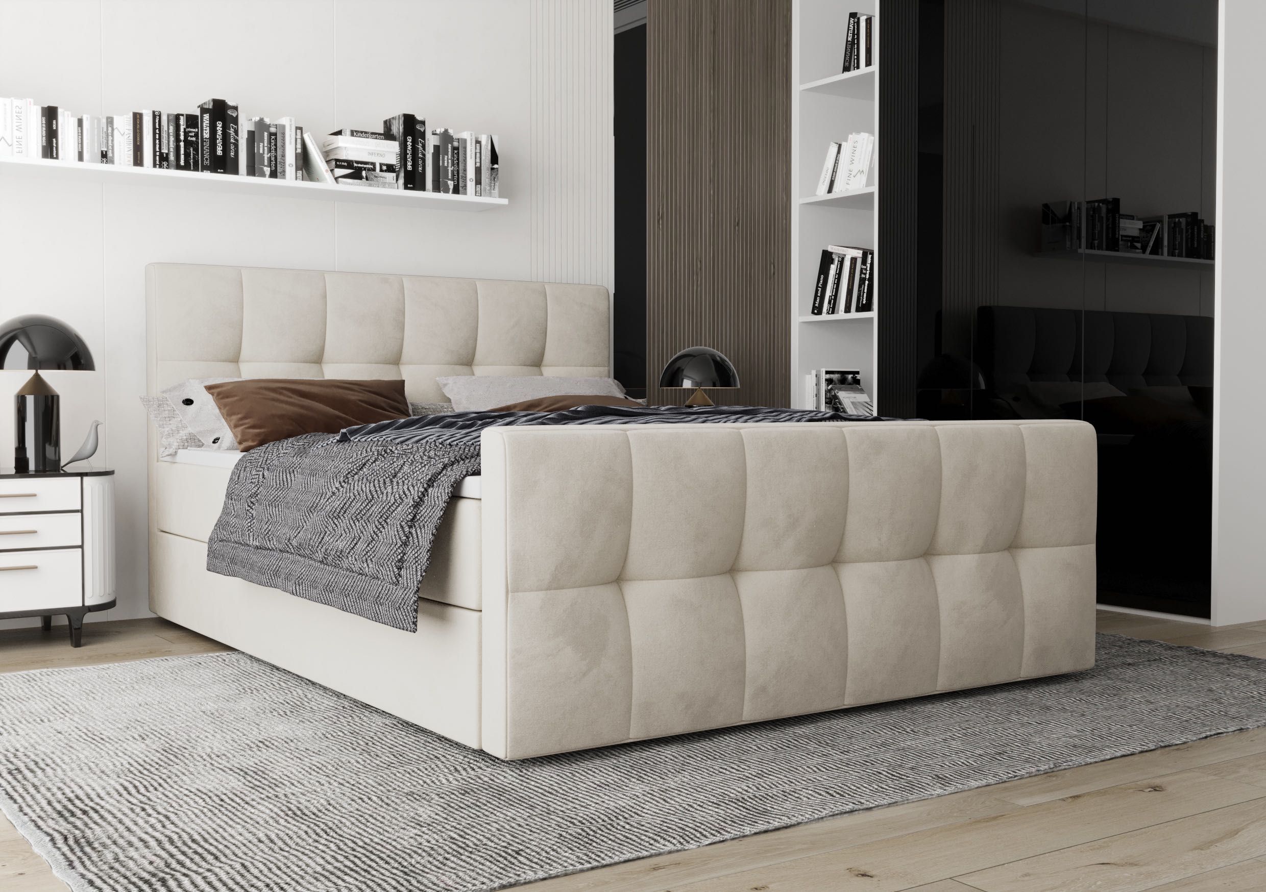 Łóżko Kontynentalne Sypialniane YORK + TOPPER 160x200 EN MEBLE