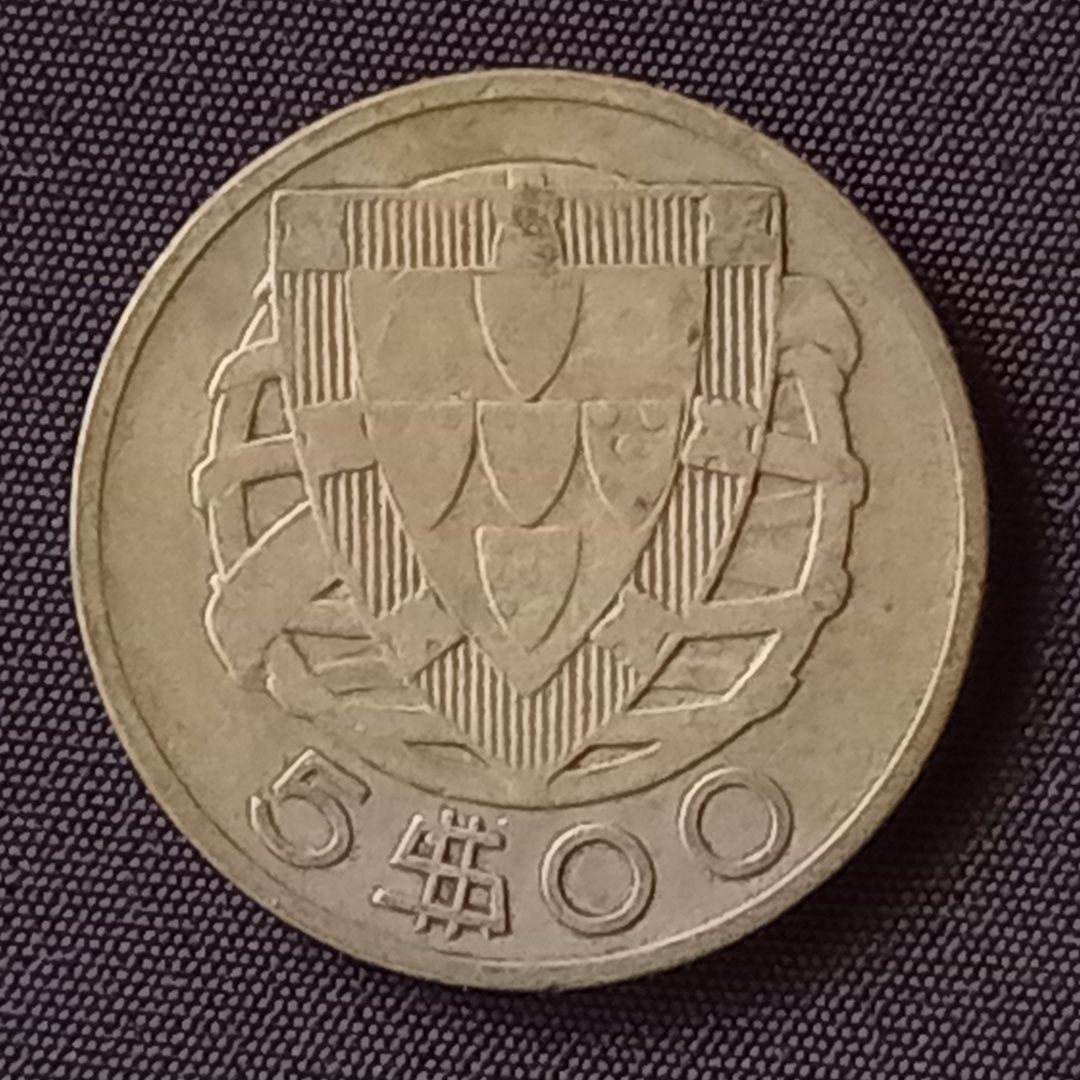 Moeda em prata de 5 escudos de 1934