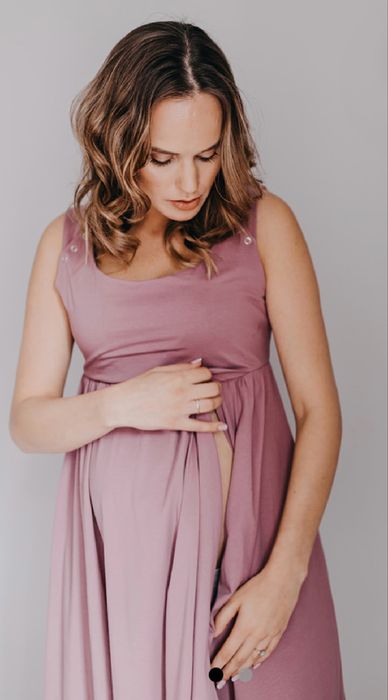 Sukienka porodowa różowa Dusty Floral Bonjour Mommy  rozmiar L