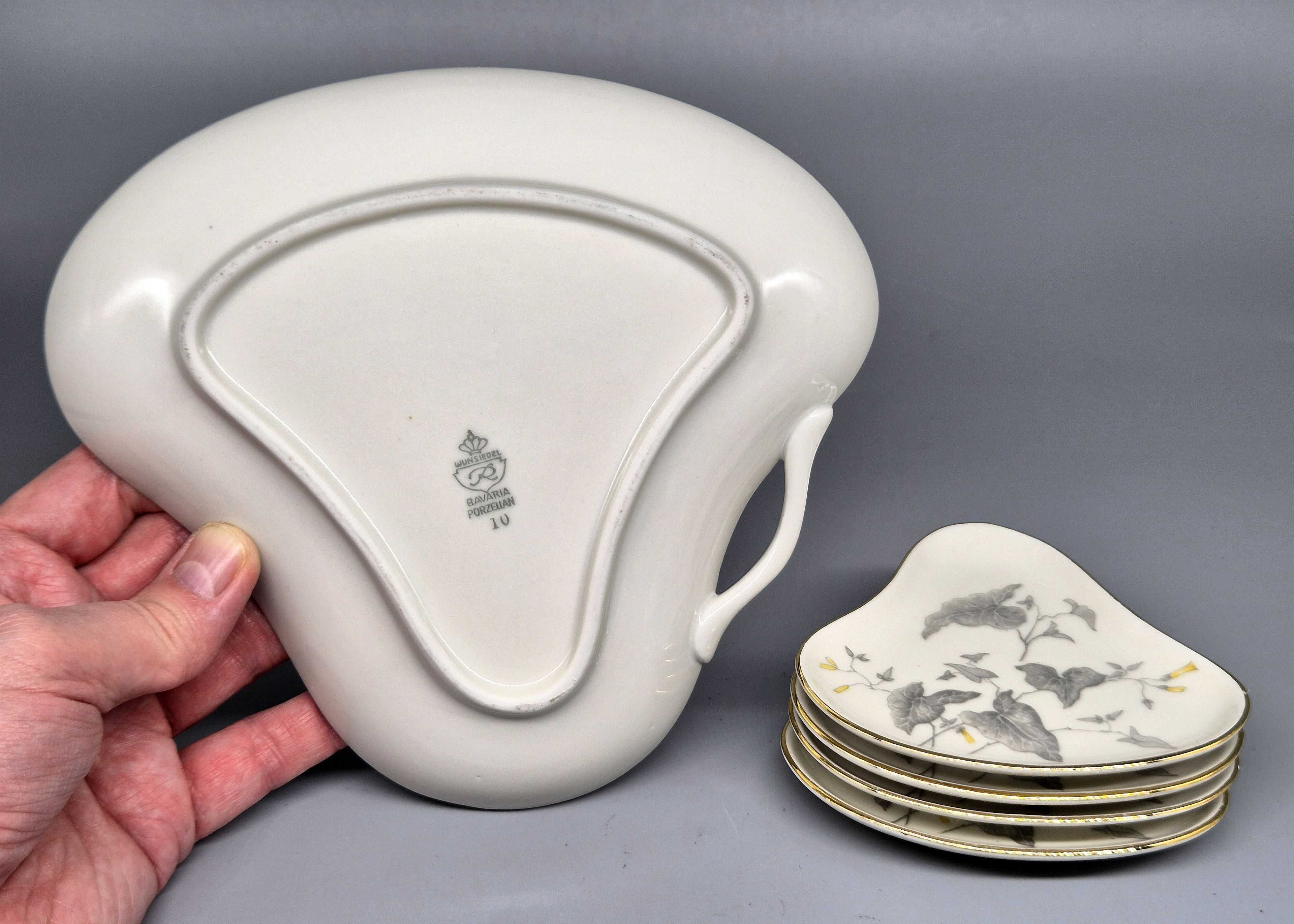 Zestaw talerzy Claudia do pralin porcelana Wunsiedel Bavaria lata'50