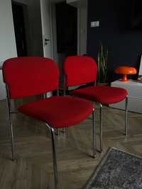 krzesła chromowane czerwone vintage retro