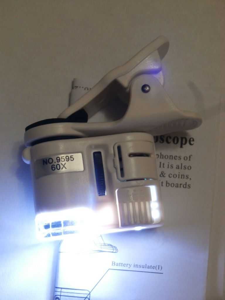 Микроскоп 9595W Увеличения 60X крат LED подсветка зажим под телефон