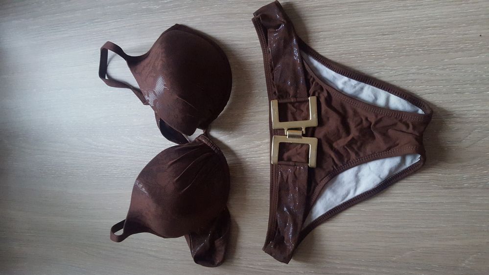 brazowe bikini strój dwuczęściowy