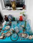 Duży pakiet staroci porcelana szkło kryształy zabawki lampy wazony itp