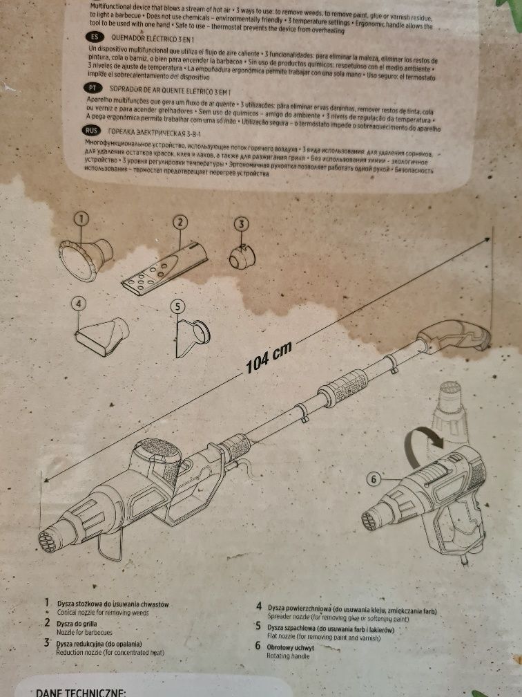 Wypalarka elektryczna do chwastów grilla i lakieru 3w1