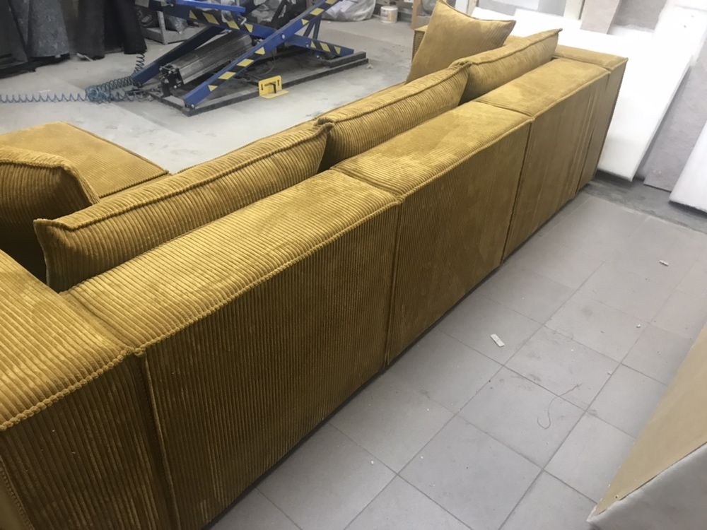 Narożnik sofa modułowa kanapa dużo kolorów sztruks Poso musztardowy