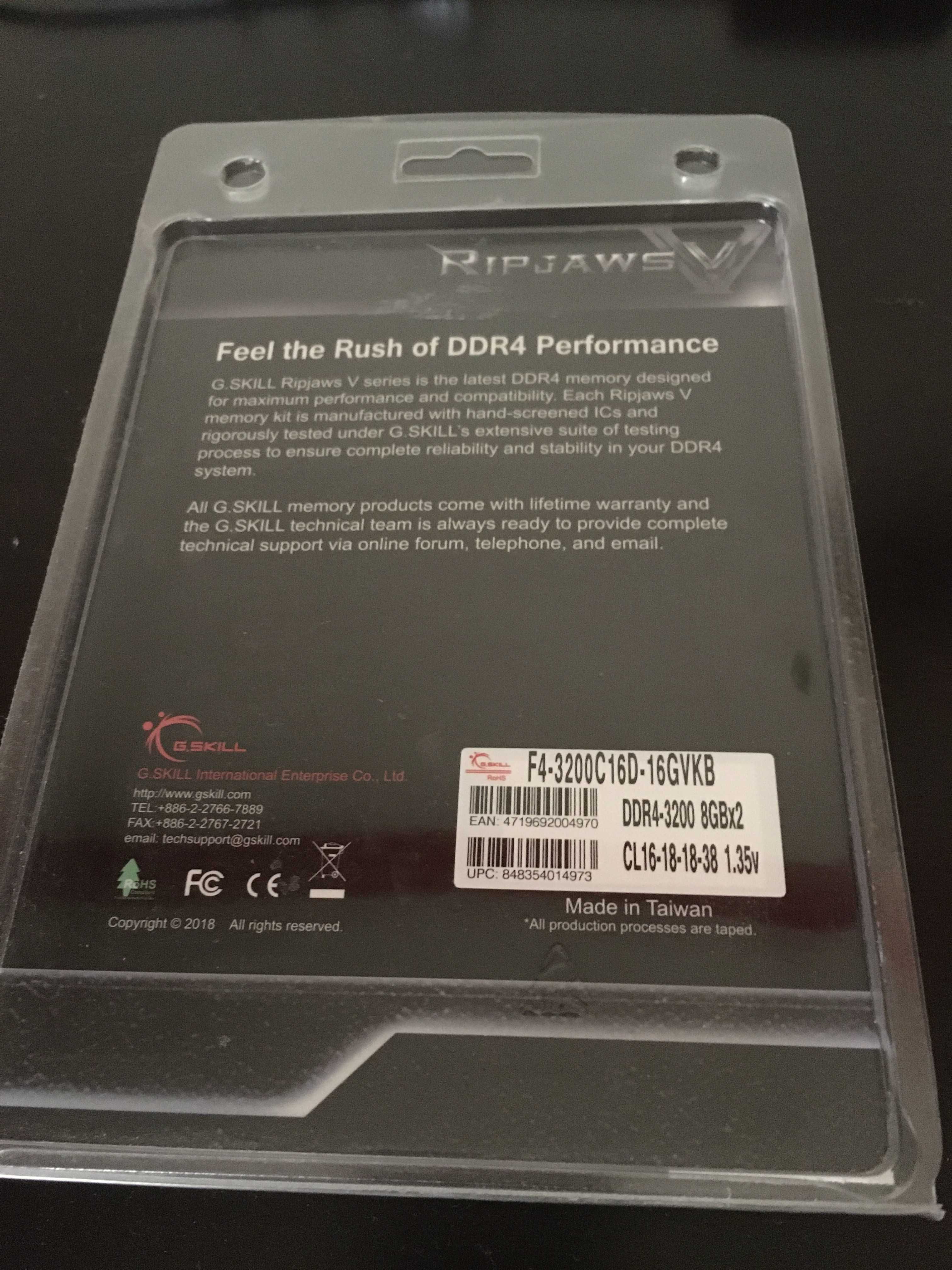 RAM DDR4 G.Skill RipjawsV 8GBx2 (16GB) 3200Mhz CL16