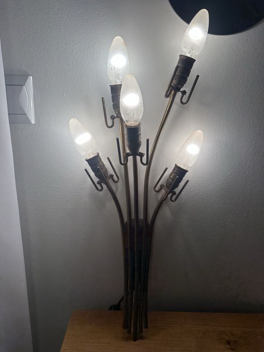 Metalowy kinkiet vintage z pięcioma żarówkami – unikatowy, retro