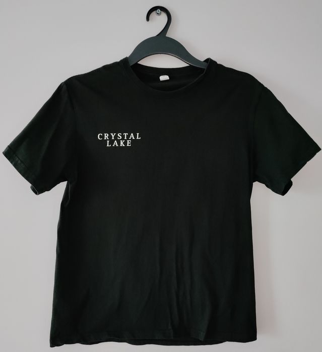 Czarna męska bawełniana koszulka t-shirt z nadrukiem Crystal lake wąż