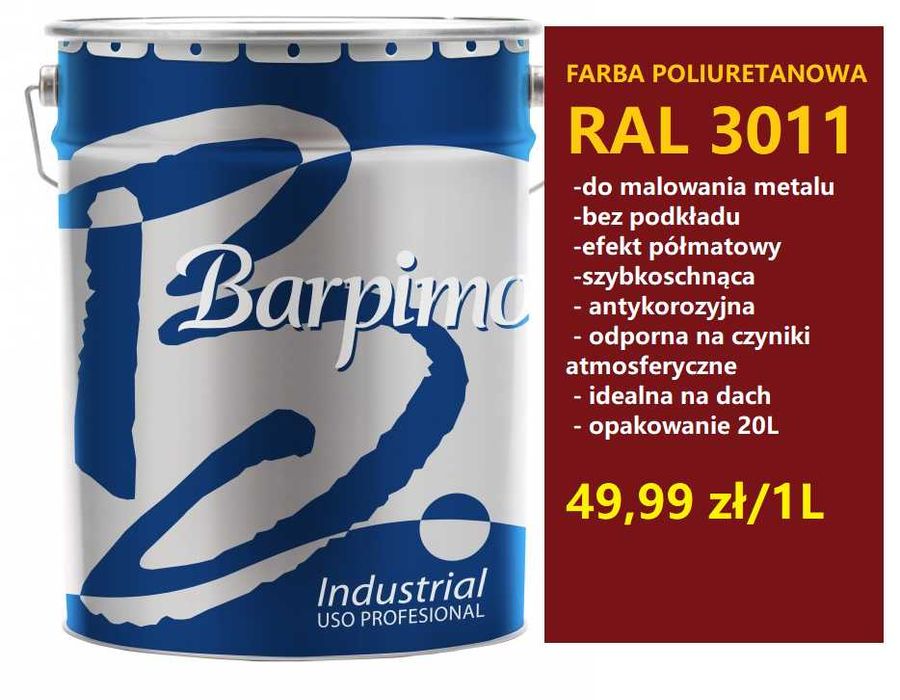 Farba poliuretanowa RAL 3011 wiśniowa
