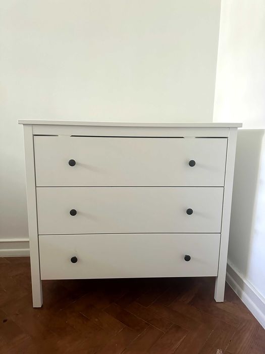 Cómoda c/3 gavetas, branco, 90x83 cm (IKEA,como nova)