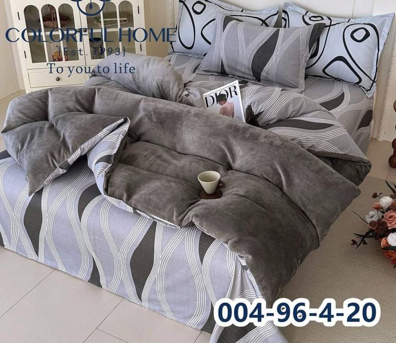 Постіний комплект 4 сезони"Фланель-Велюр" Євро розмір.